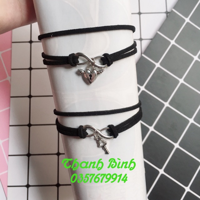 Vòng tay đôi vô cực ổ khoá và chìa khoá