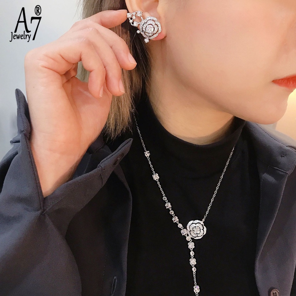 Set Vòng cổ + Khuyên Tai + Vòng Tay Đính Hoa Hồng A7