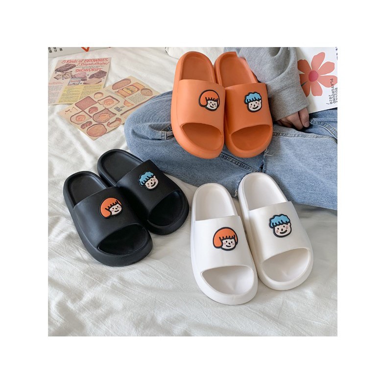 Dép nam nữ, dép đôi cặp quai ngang BOY GIRL cute phong cách ulzzang hàn quốc bánh mỳ độn đế siêu hot đi êm chân TH-51