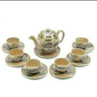 Bộ ấm chén (men rạn bọc đồng)