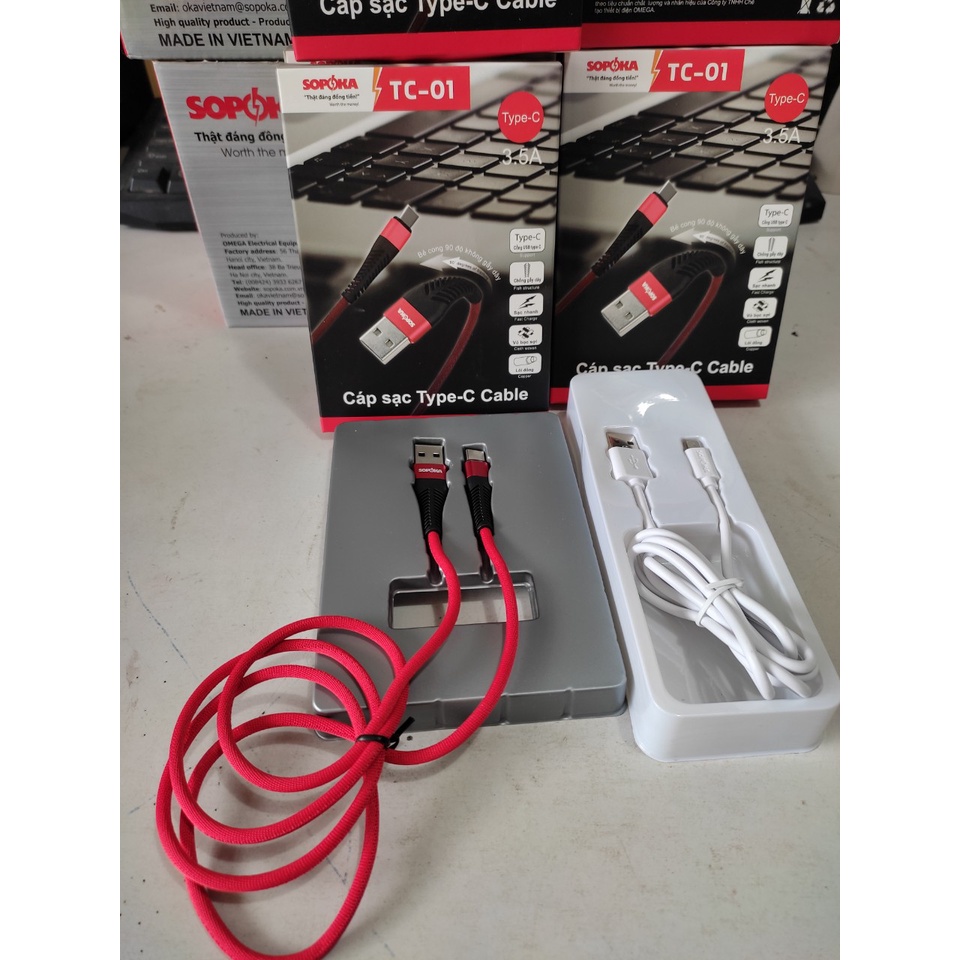 Cáp sạc dây sạc điện thoại SOPOKA DQ01 chân Micro USB  sạc nhanh TC-01 dây bọc sợi chính hãng dây 1M