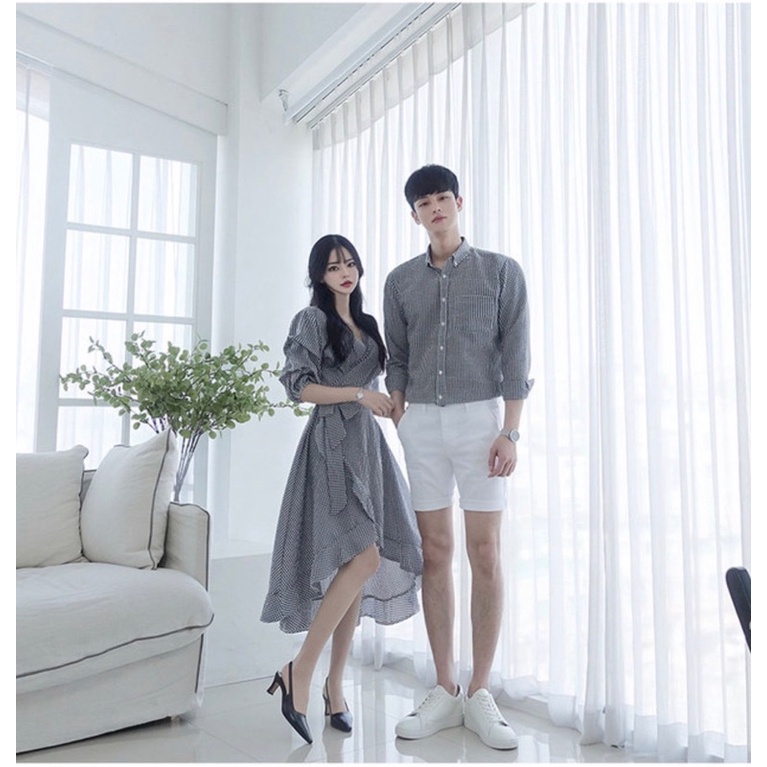 Áo váy đôi caro đen trắng Forever Couple (giá gồm áo và váy)