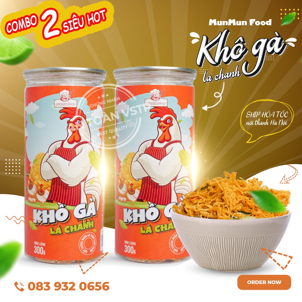 600G KHÔ GÀ LÁ CHANH 2 HŨ 300G