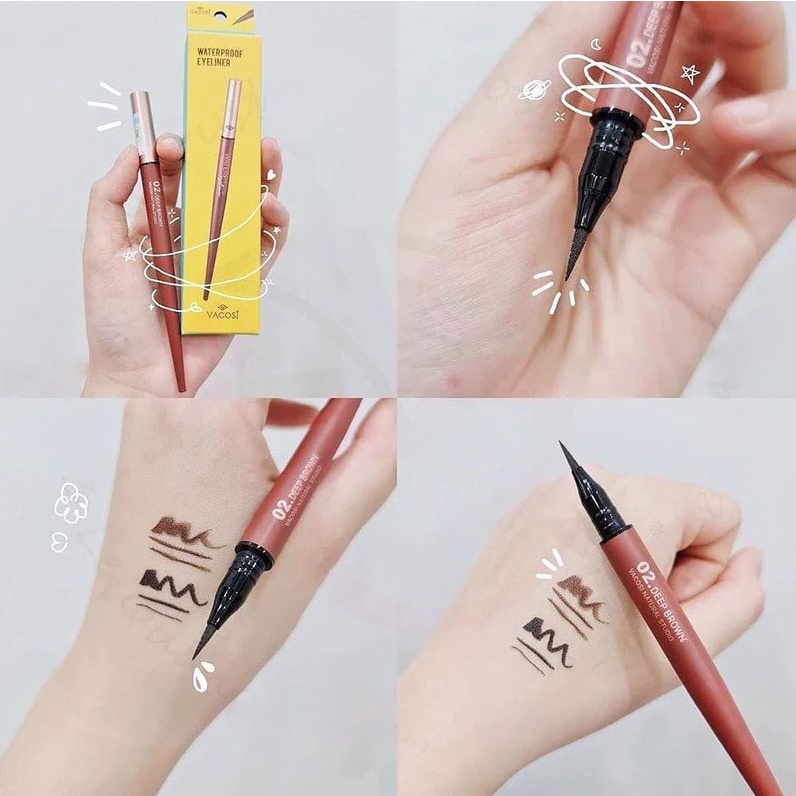 Bút Kẻ Mắt Nước Nét Mảnh, Siêu Lì, Lâu Trôi Vacosi Natural Studio Water Proof Eye Liner