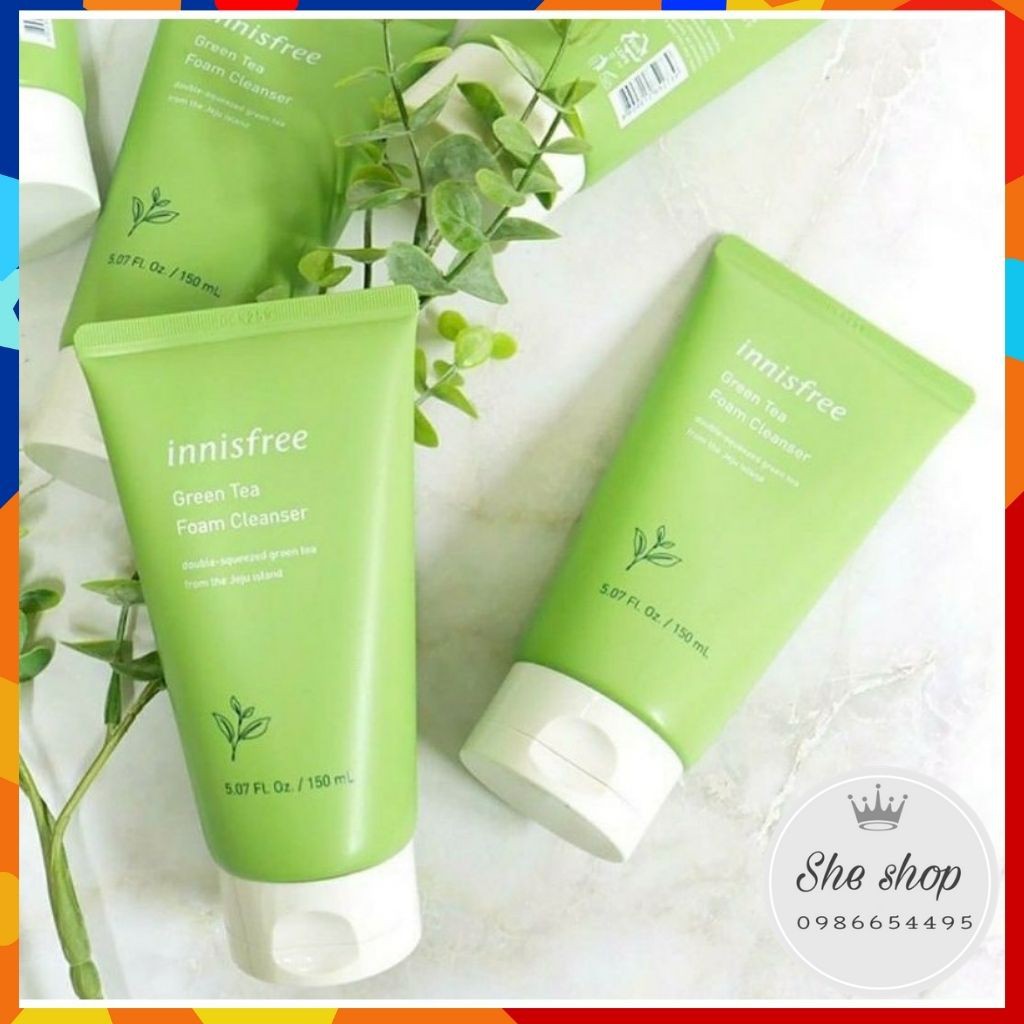 [Mẫu mới] Sữa rửa mặt trà xanh Innisfree-Làm sạch da,ngăn ngừa mụn,chống õi hóa Innisfree Green Tea Foam Cleanser