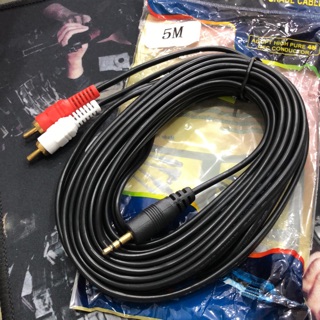 Dây chuyển từ jack 3.5 ly ra 2 đầu AV ( trắng-đỏ) dài 5 mét đen