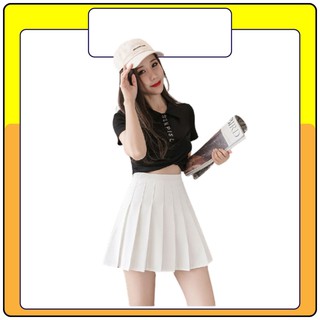 Chân váy tennis xếp li , trắng đen xếp ly skirt ngắn cạp cao phong cách Queenshop