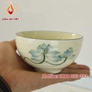 [SALE SỐC] Chén Sứ Mỹ Thuật Bát Tràng, xả kho bát vẽ sen xanh - gian hàng chính hãng Gốm Sứ Việt