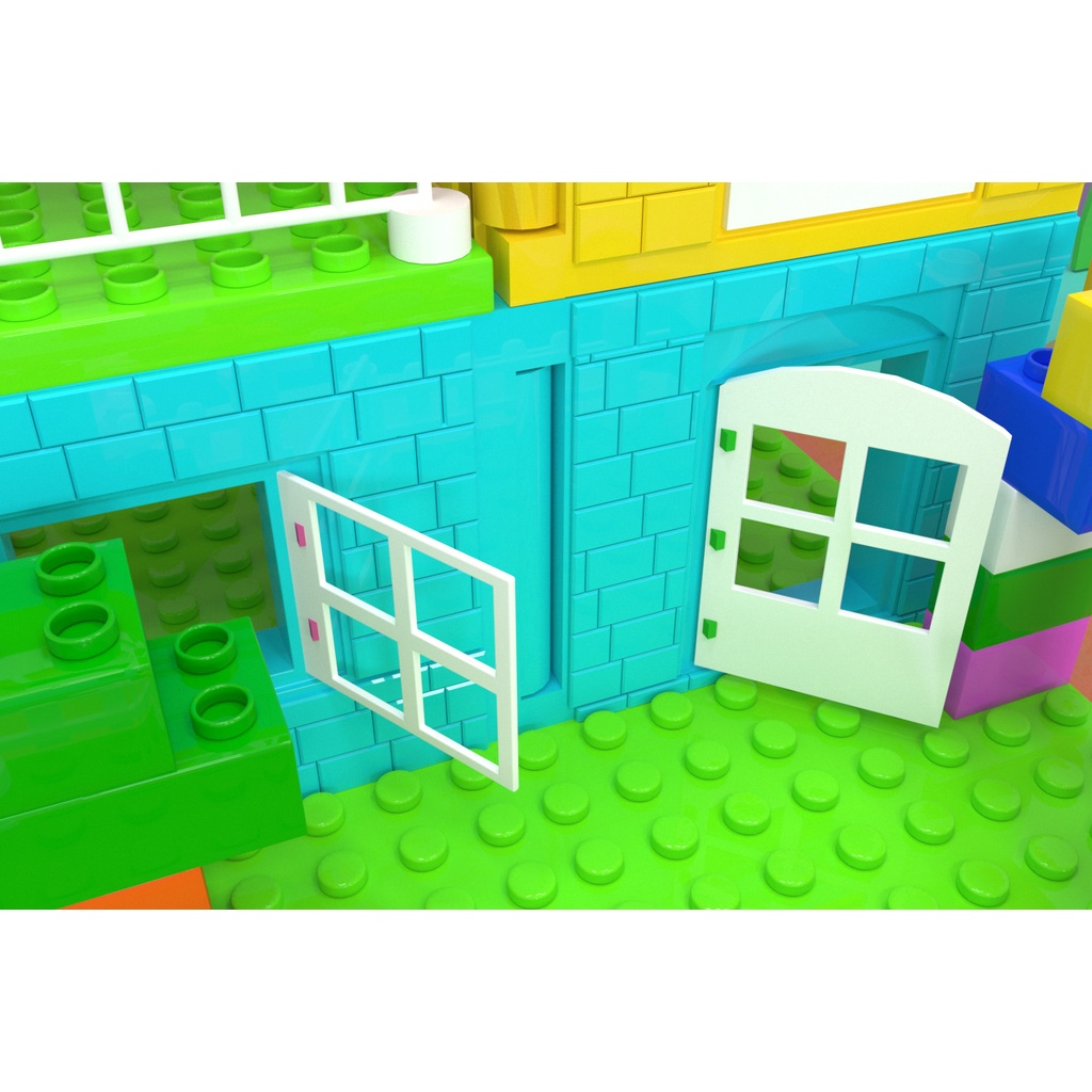 Miếng ghép tường nhà có 2 cửa và gấp khúc - Vinakidstoys