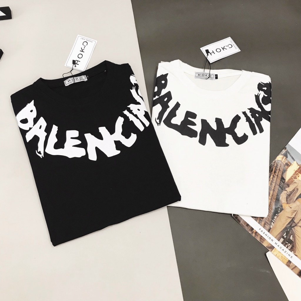 [FREE SHIP] ÁO THUN NAM CỔ TRÒN BALEN 2 MÀU TRẮNG- ĐEN