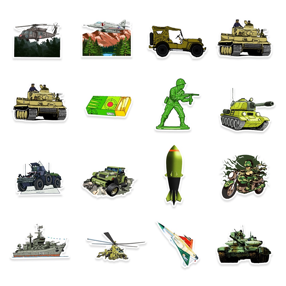 Set 50 hình dán Sticker Quân đội lính Army chống nước dán mũ bảo hiểm laptop xe máy