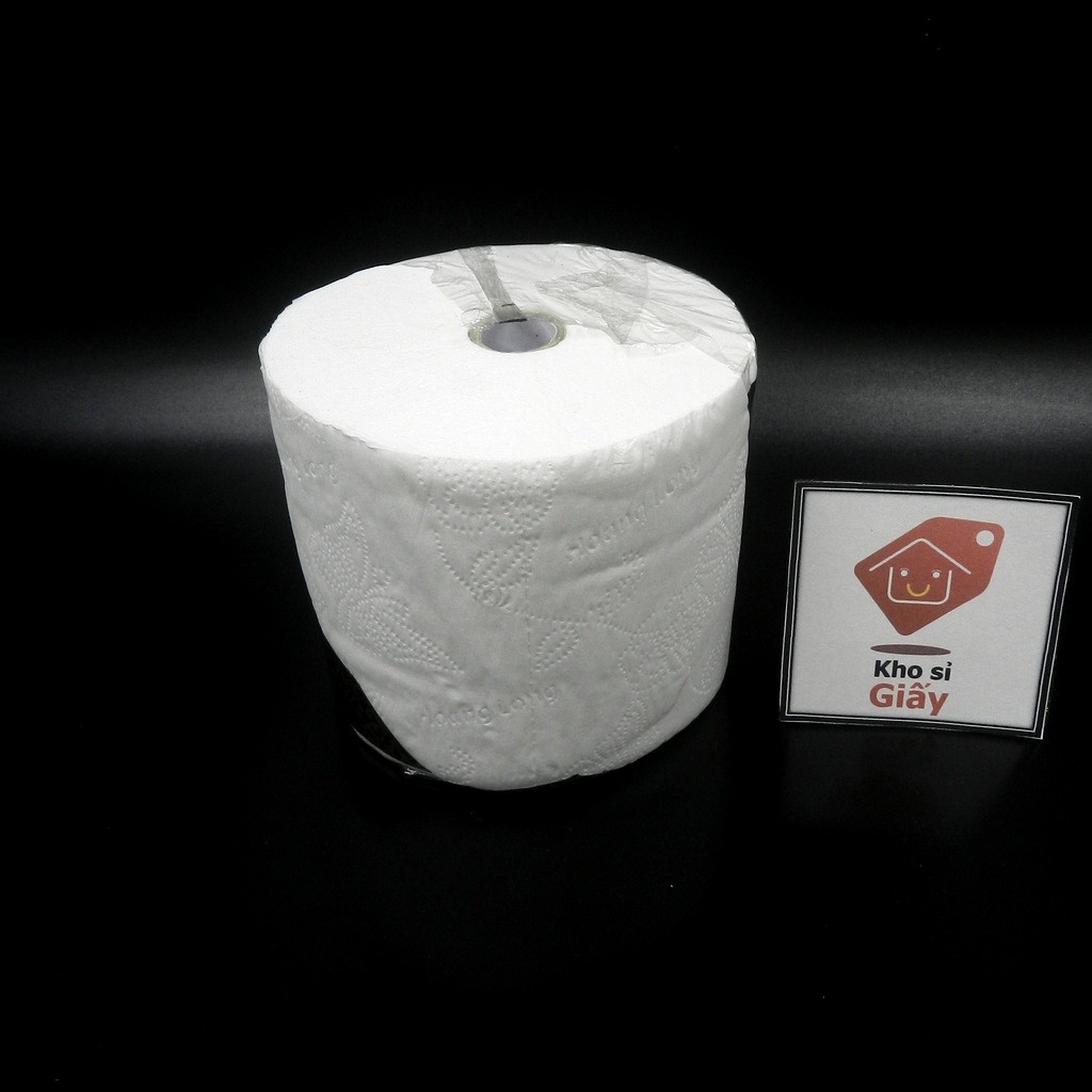 Lốc 6 cuộn giấy vệ sinh cao cấp 3 lớp Hoàng Long quấn quả có lõi dai mềm mịn - Giấy cuộn nhỏ loại 1