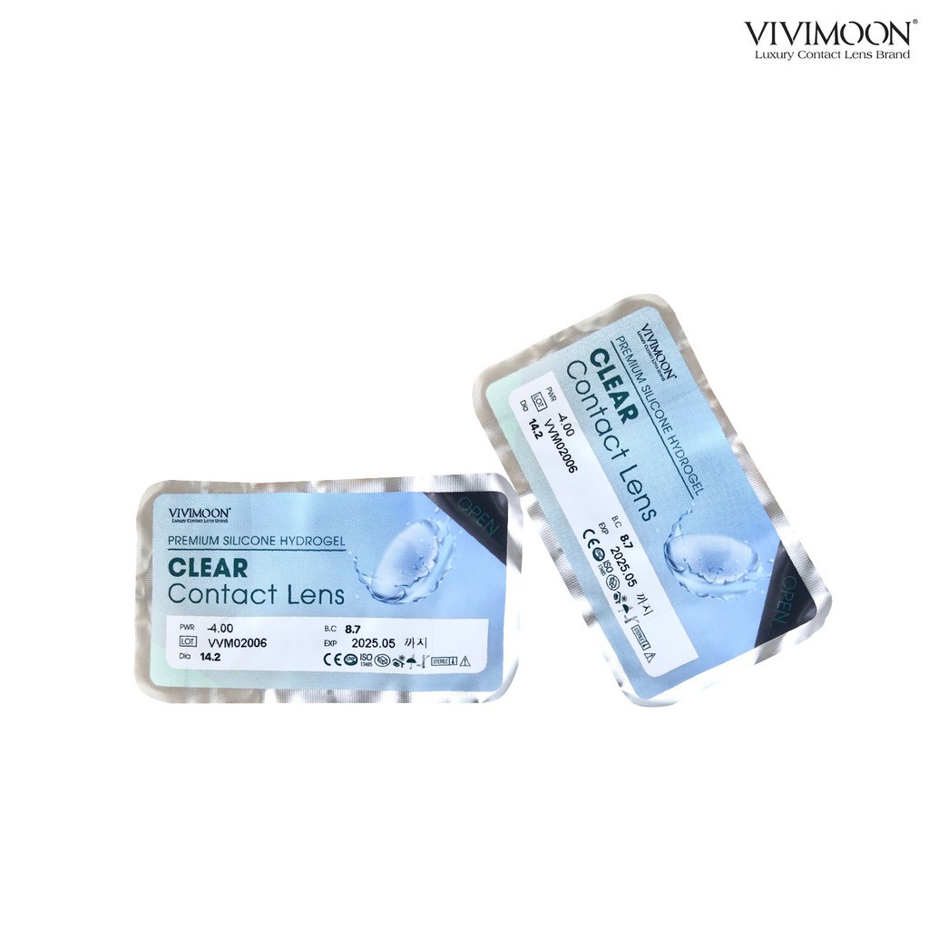 Kính Áp Tròng Trong Suốt VIVIMON ICE CLEAR - Lens Cận Không Màu