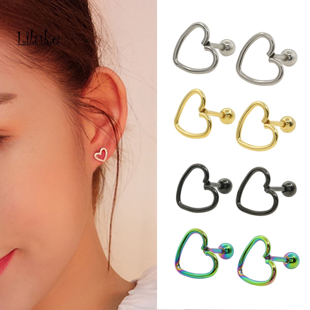 Đôi Khuyên Tai HìNh TráI Tim BằNg ThéP Không Gỉ ThờI Trang Cho Nữ