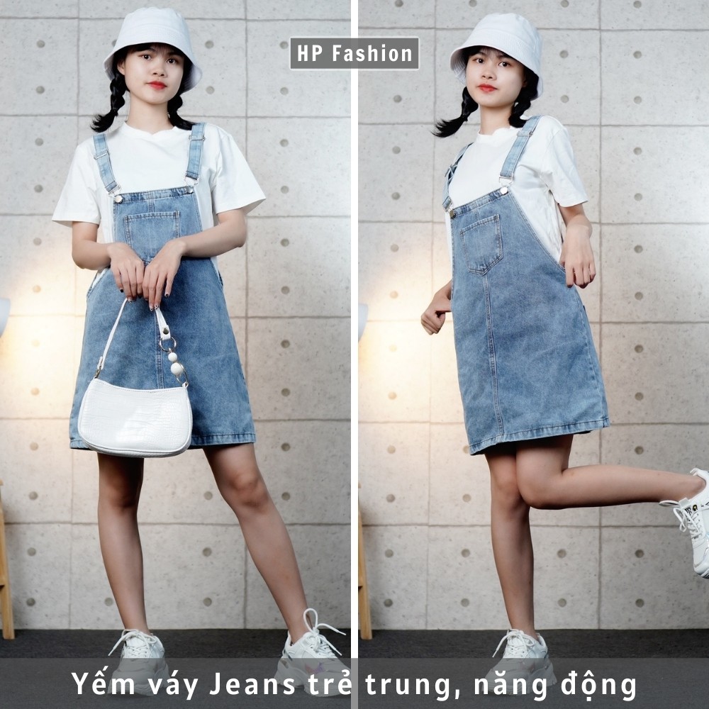 Váy yếm nữ ❤️ yếm đùi kaki túi nắp trước ngực xinh xắn, chất bò dày dặn trẻ trung - QJ23