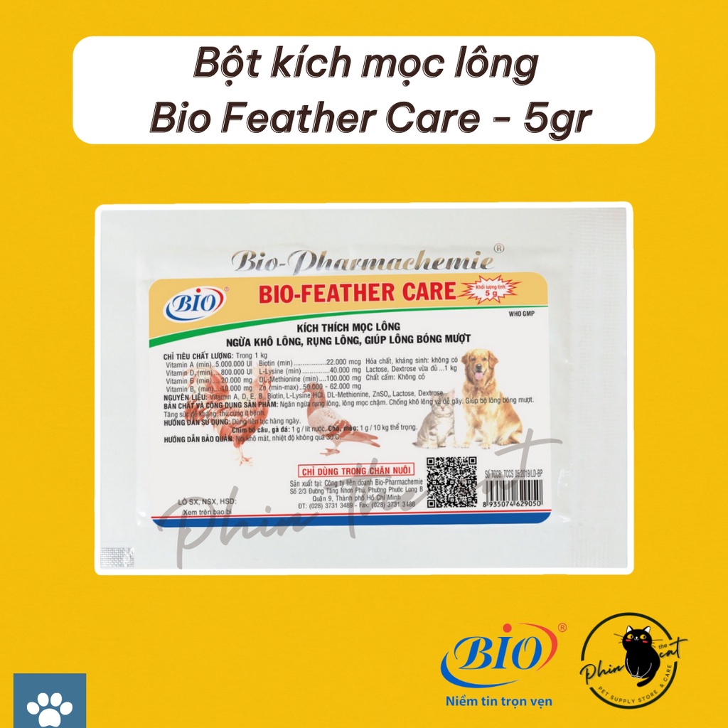 [CHÍNH HÃNG] Bột kích mọc lông BIO FEATHER CARE - Gói 5gr | phinthecat.petshop