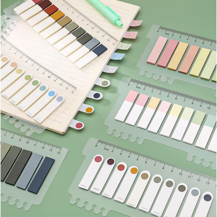 Giấy note màu vintage Morandi kèm thước kẻ tiện dụng H171