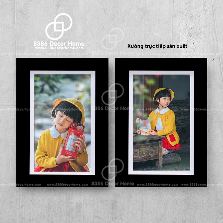Khung ảnh A6 màu đen trơn (Sơn màu từ gỗ thông thật)