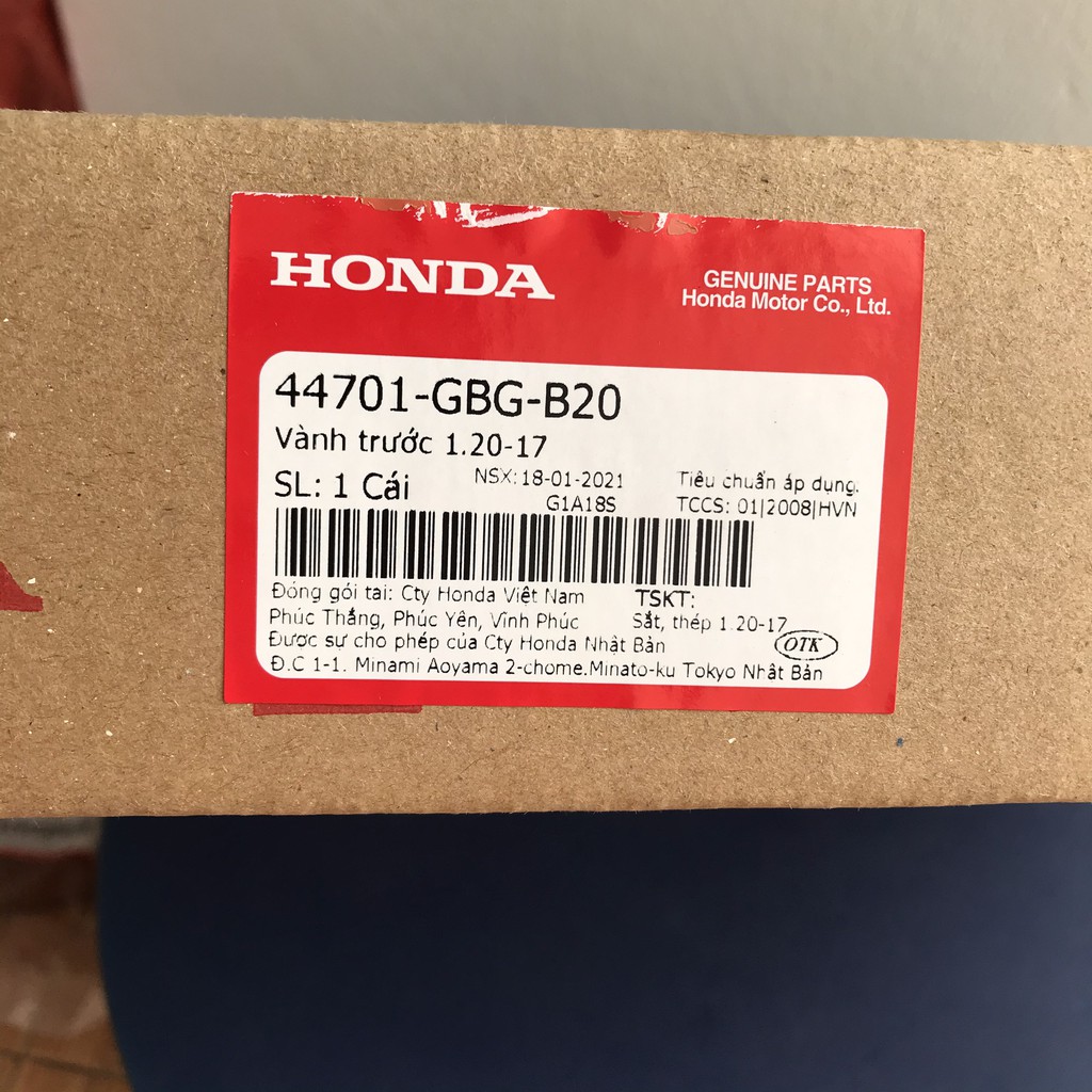 Bộ vành trước, sau xe Dream zin chính hãng Honda 42701-GBG-B20