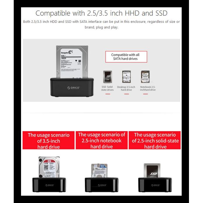 Vỏ Ổ Cứng Orico 6218us3 2.5 / 3.5 Inch Hdd / Ssd 1 Bay Code 888 | BigBuy360 - bigbuy360.vn