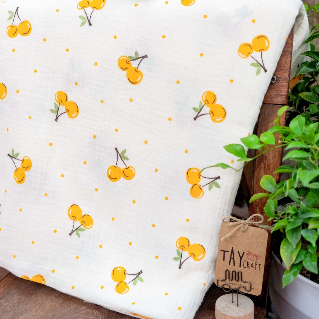 Vải xô muslin 2 lớp họa tiết 50x140cm