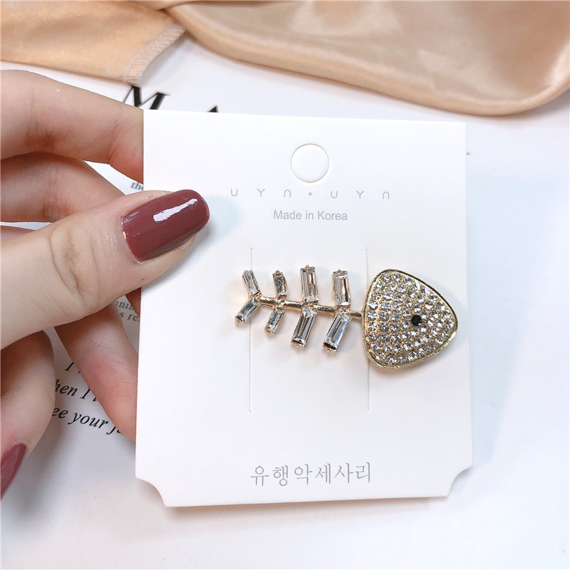 Kẹp Tóc Hình Xương Cá Đính Đá Thiết Kế Đơn Giản Thời Trang Hàn Quốc Cho Nữ