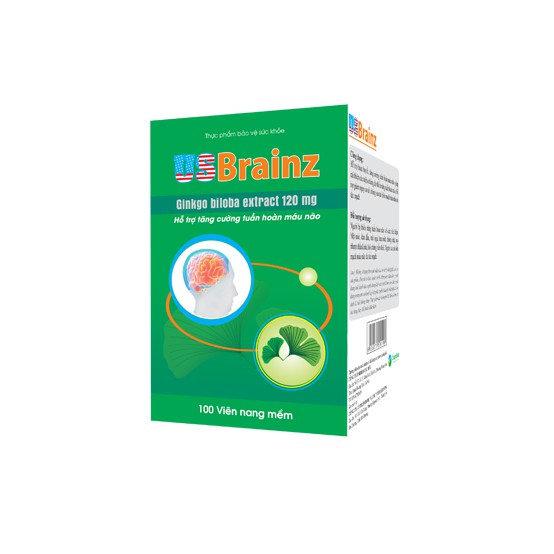 US Brainz chứa Ginkgo biloba tăng cường tuần hoàn máu não Hộp 100 viên