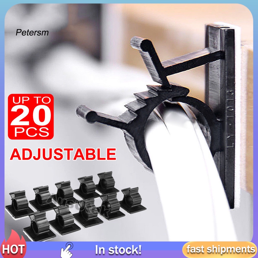 [PE]20Pcs Adhesive Cable Clip Holder Home Office Hotel Wire Organizer Lines Clamp
