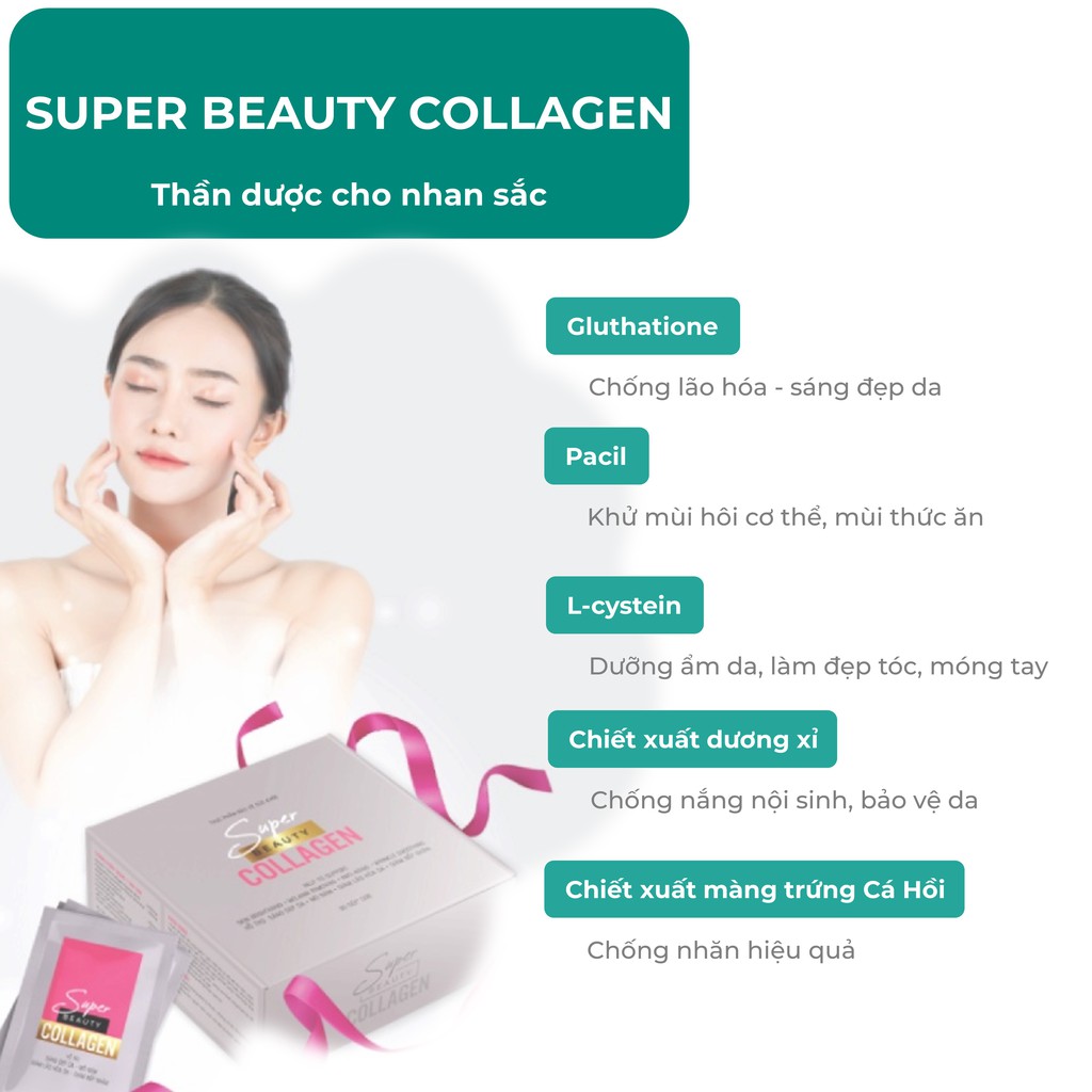 SUPER BEAUTY COLLAGEN PIZKIE - Trẻ Hóa, Giảm Nếp Nhăn, Làm Sáng Da, Chống Nắng, Giảm Mùi Cơ Thể - Hộp 30 Gói