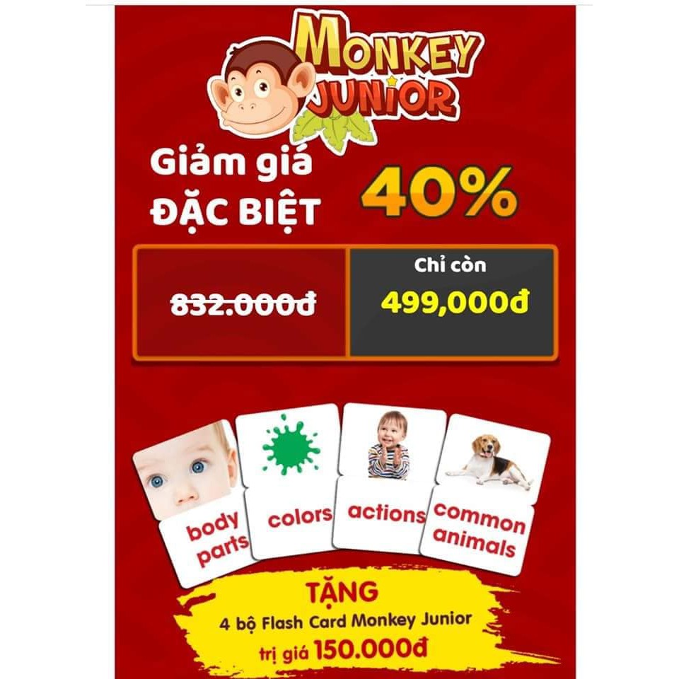 Monkey Junior - Gói 1 Năm - Tặng Bộ FlashCard
