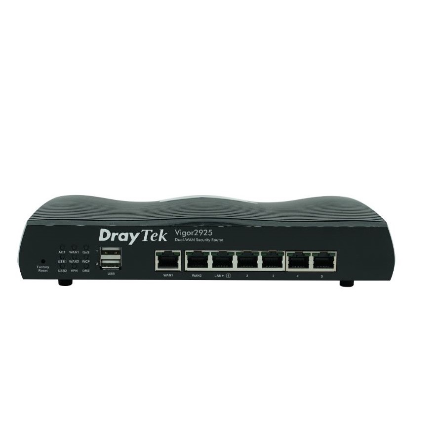 Thiết bị định tuyến DrayTek Vigor2925 2 cổng Gigabit WAN, RJ45, 5 cổng Gigabit Ethernet LAN 10/100/1000Mbps, RJ45