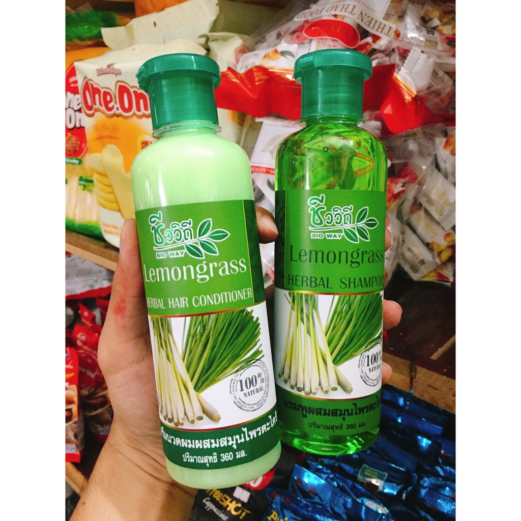 Combo 02 chai dầu gội xả thảo mộc hương sả Lemongrass Thái Lan ngăn ngừa rụng & kích thích mọc tóc