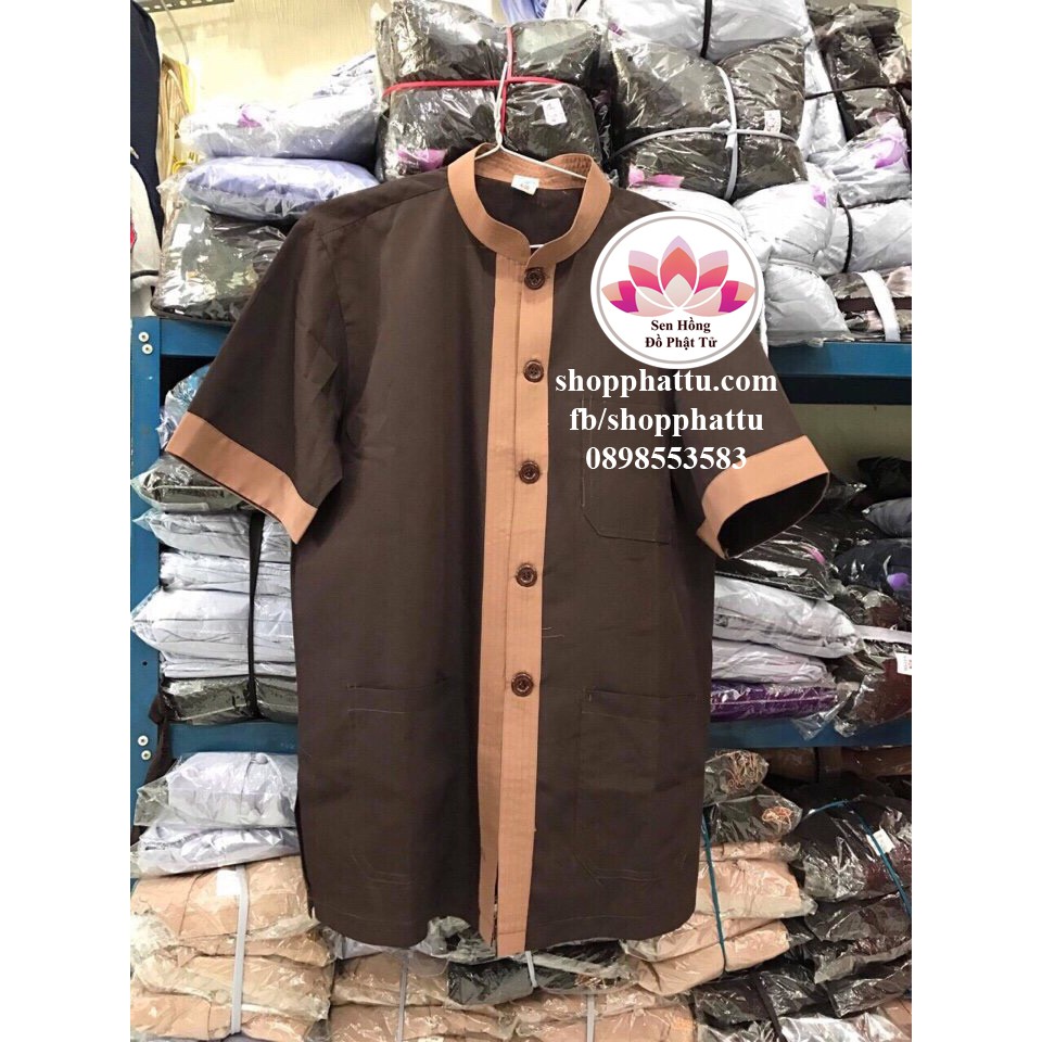 Bộ đồ Phật tử nam đi chùa tay ngắn vải mềm mát không bai xù lên phom chuẩn chỉ dành cho cư sĩ nam