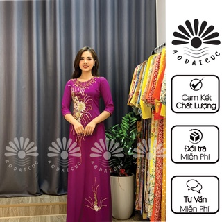 [VIDEO THẬT-SALES 50%] ÁO DÀI DÀNH CHO MẸ, ÁO DÀI MÀU TÍM CẨM - HỌA TIẾT PHA LÊ - M04