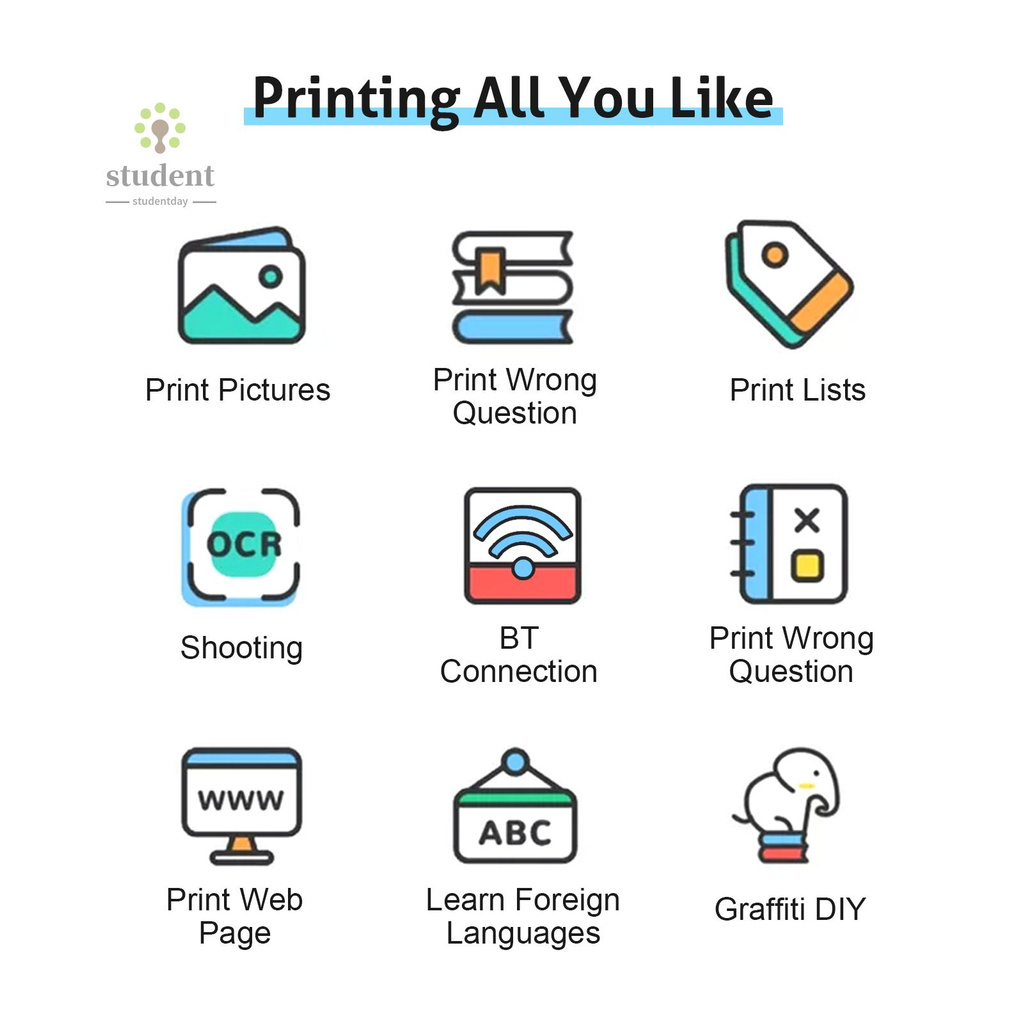 Máy In Ảnh Mini Không Dây Bt 200dpi Kèm 1 Cuộn Giấy In | BigBuy360 - bigbuy360.vn