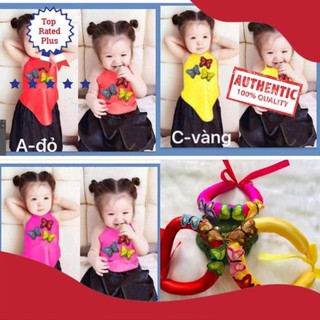 [Siêu Đẹp]] Set yếm đào bướm lụa cho bé gái kèm mấn
