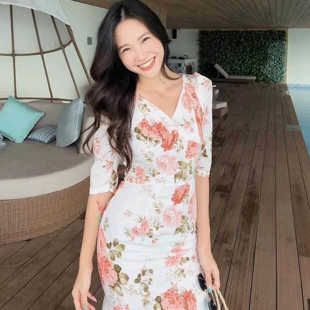 Ruby Dress - váy hoa dài qua gối - Thiết kế bởi IAMCOCO.OFFICIAL