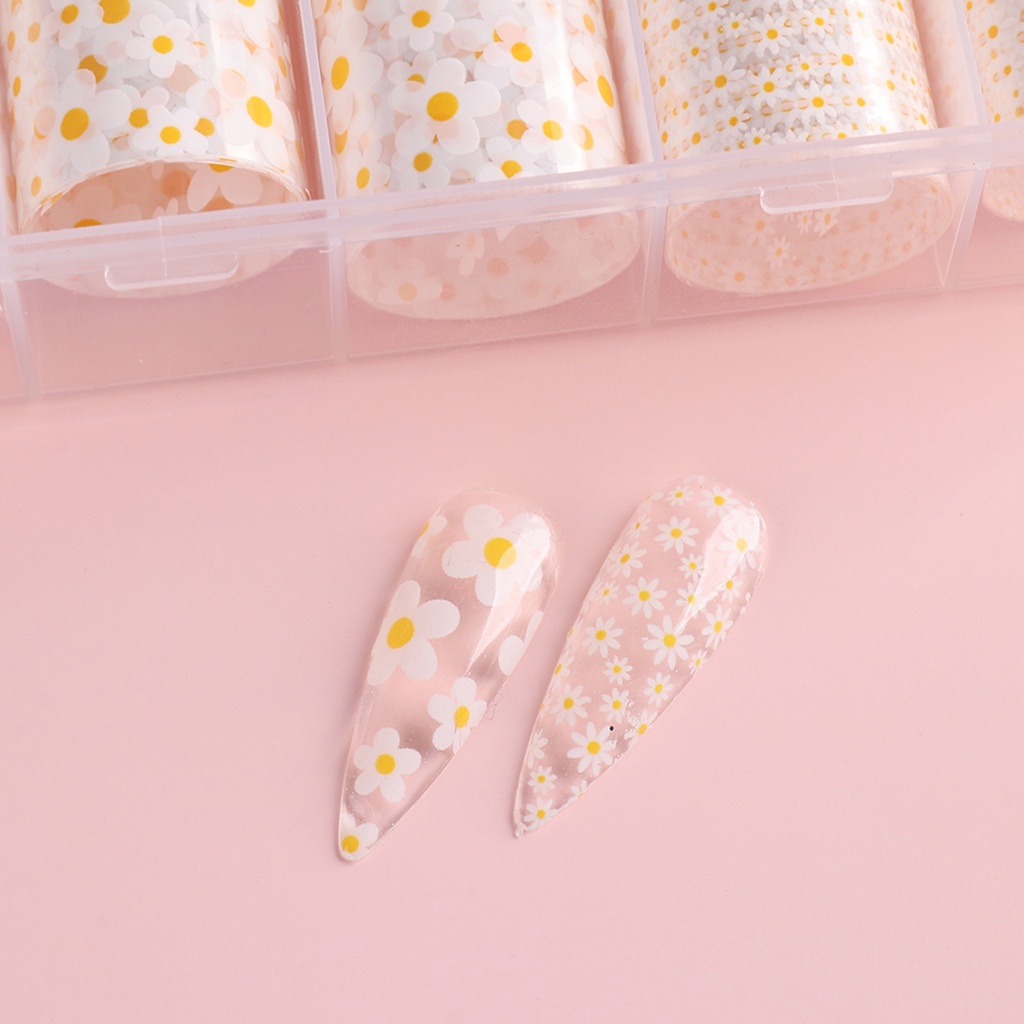 Miếng Dán Trang Trí Móng Tay Tự Dính Chống Thấm Nước Họa Tiết Hoa Xinh Xắn