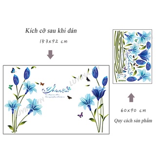 DECAL DÁN TƯỜNG HOA ANH THẢO XANH