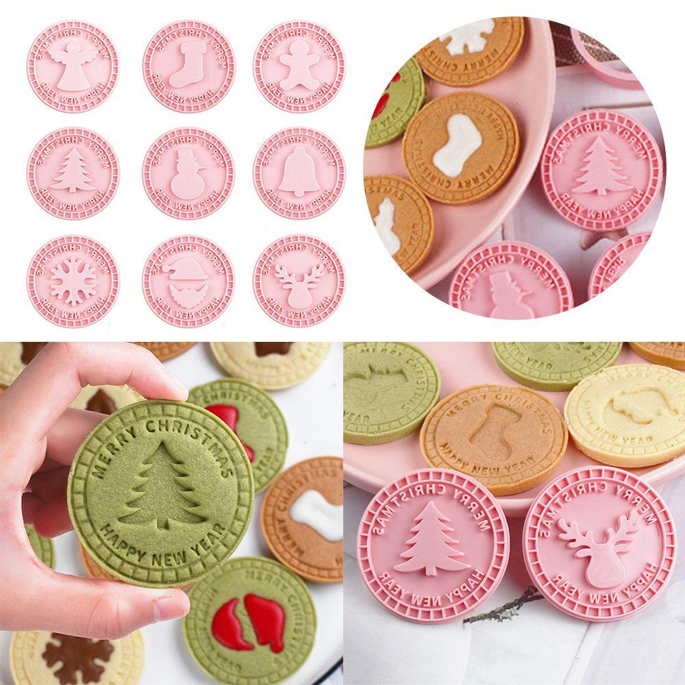 Set 9 Khuôn Nhựa Làm Bánh Cookie Hình Ông Già Noel / Bông Tuyết