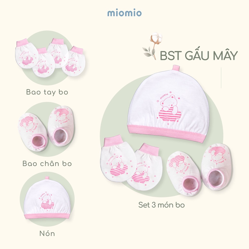 Bao Tay Sơ Sinh Bo, Bao Chân Bo, Nón Sơ Sinh MIOMIO - In Hình Cho Bé Trai, Bé Gái, Vải Cotton