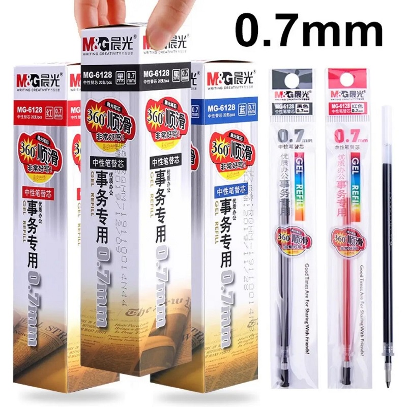 Hộp 20 ruột bút nước M&G 6128 / Ngòi bút 0.7mm thay cho bút ký và bút nước đậy nắp 1111 / 1115 / 11571