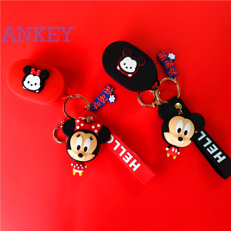 Redmi airdots 3  Earphone Silicone Case for Mi AirDots 3 / 2 / S  Earbuds Waterproof Shockproof Case Mickey Mouse Minnie Soft Protective Case Headphone Cover Headset Skin with Hook