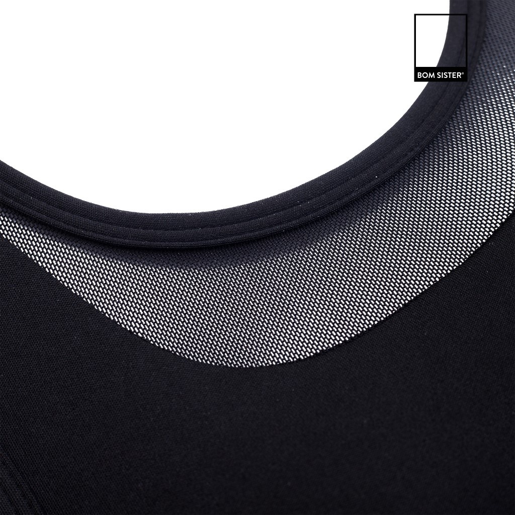 Áo lót tập Yoga - Gym croptop thun lưng phối lưới co giãn 4 chiều mút có thể tháo rời BOM SISTER AT0057