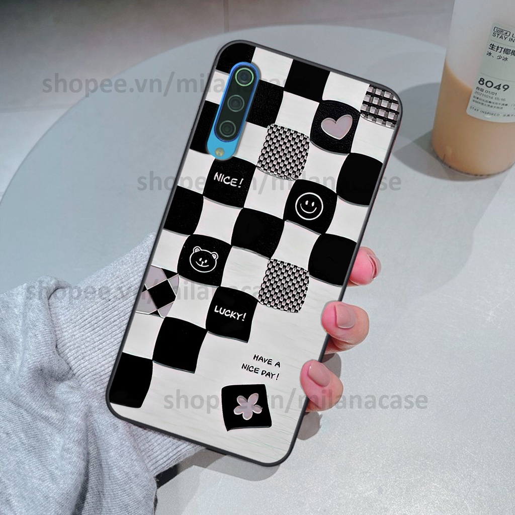 Ốp Xiaomi Mi 9 SE in hình caro trái tim siêu đẹp, siêu nét đầy phong cách cá tính