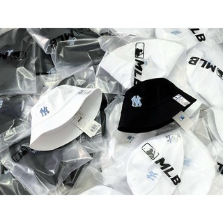 Nón bucket mlb thêu 2 màu trắng đen