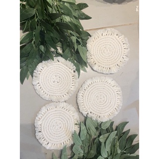 Lót ly macrame trắng