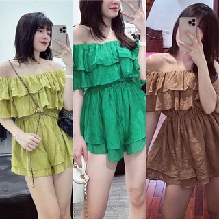 Jumpsuit bèo ngực bẹt vai