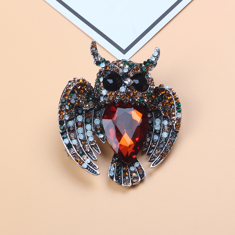 Trâm Cài Áo Hình Cú Mèo / Vòng Hoa / Giọt Nước Pha Lê Cỡ Lớn Phong Cách Vintage Thời Trang