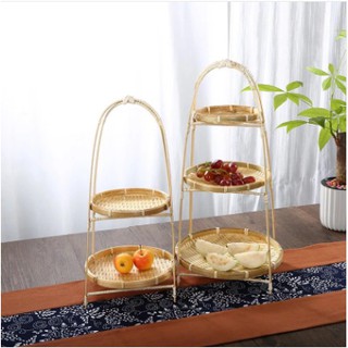 Kệ mẹt tre tròn 2 tầng - đường kính 16/18 x cao 38cm